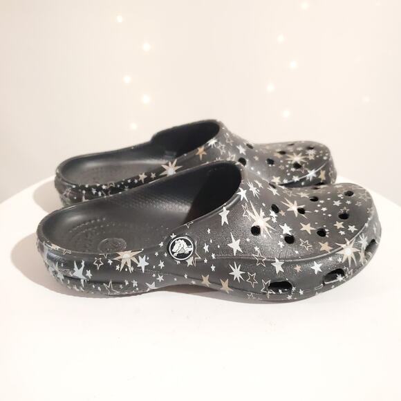 Crocs Freesail Stars Gold Silver Slip-On Mules Clog Sandals Womens 5 Celestial - Picture 3 of 9